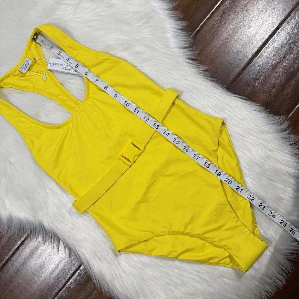 Melissa Odabash Size 40 /‎ US 4 Yellow Nevis Belted One Piece Racerback Swimsuit